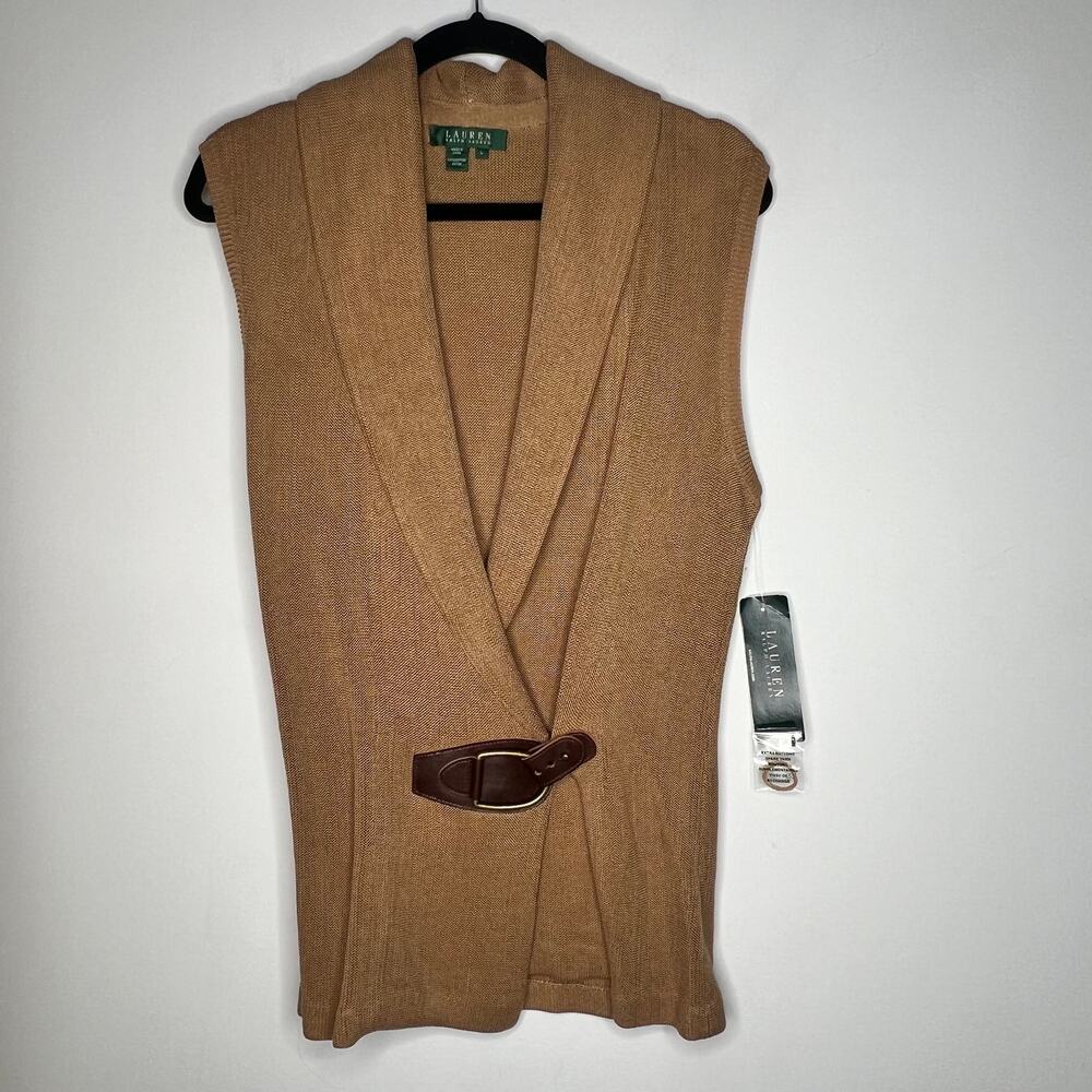 Lauren Ralph Lauren Knit Sleeveless Wrap Top Size Large - Picture 2 of 7